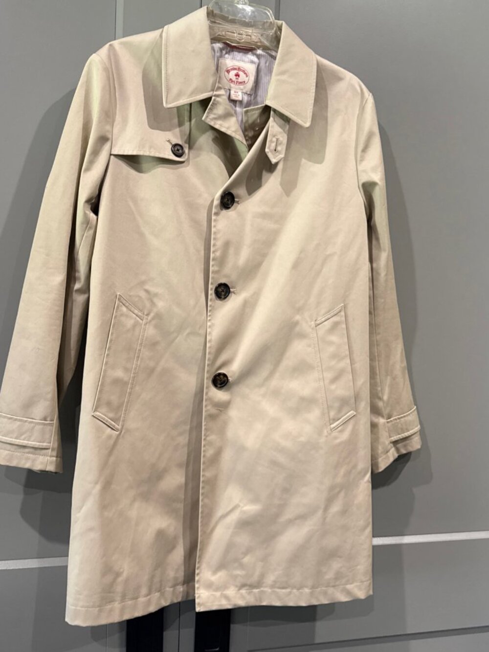 Brooks Brothers Red Fleece Beige Mac Coat Men's 36R Classic Fall Trench Jacket